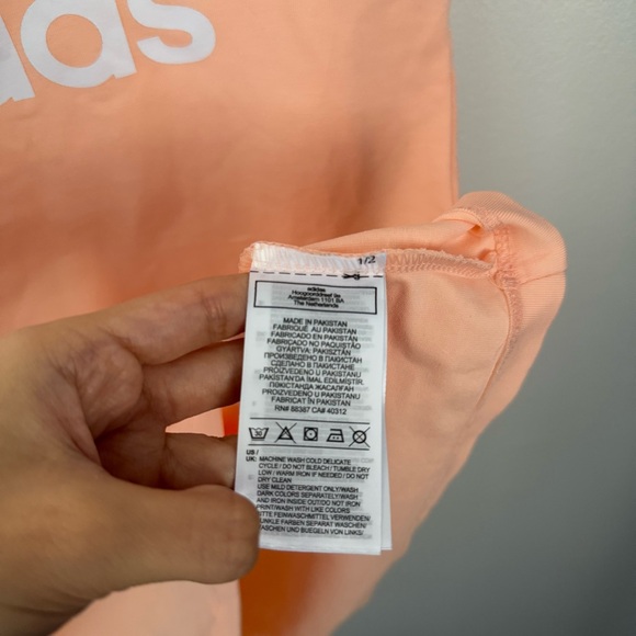 Adidas‎ 9-10 Years NEW Peach Orange Dress Short Sleeve Logo Print Outdoor Pastel - Picture 4 of 8